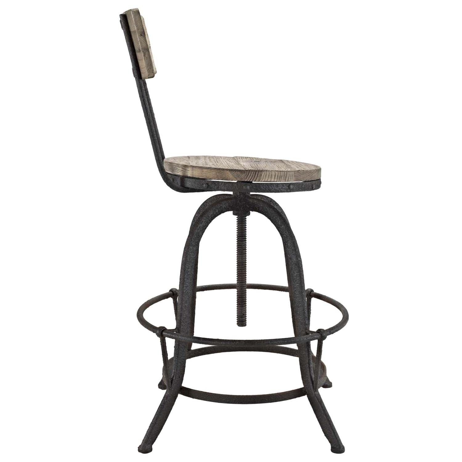 barstools | Procure Wood Bar Stool | Sturdy Metal Frame | Pine Wood Seat & Back | Rustic Aesthetics | Footrest | Modern Elegance | Set of 1 | casafoyer.myshopify.com