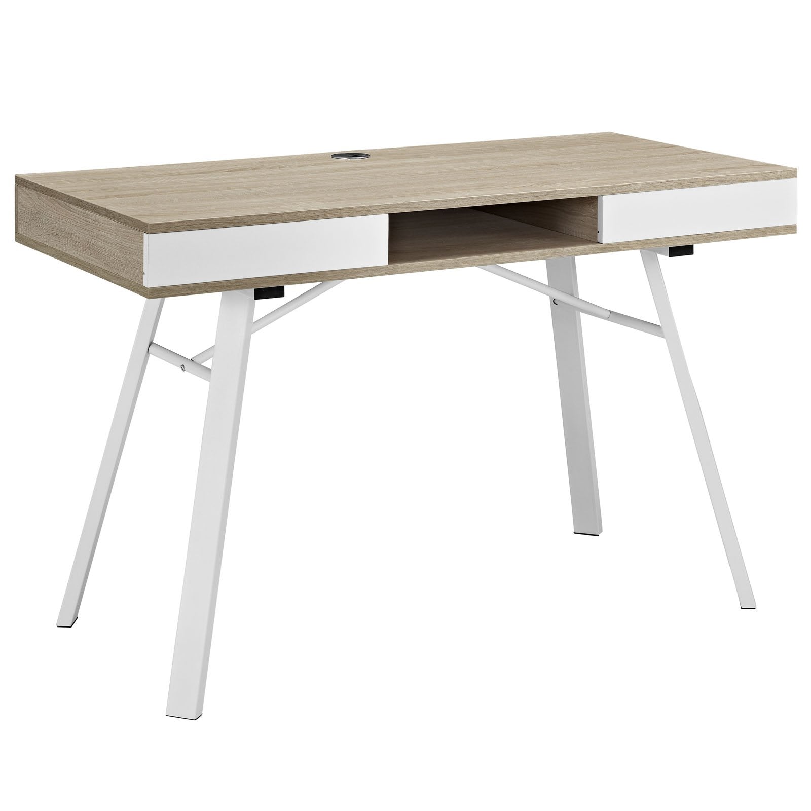 home office desks | Stir Office Desk | Storage Drawers | A-Frame Legs | Cord Holes | Oak Finish | casafoyer.myshopify.com