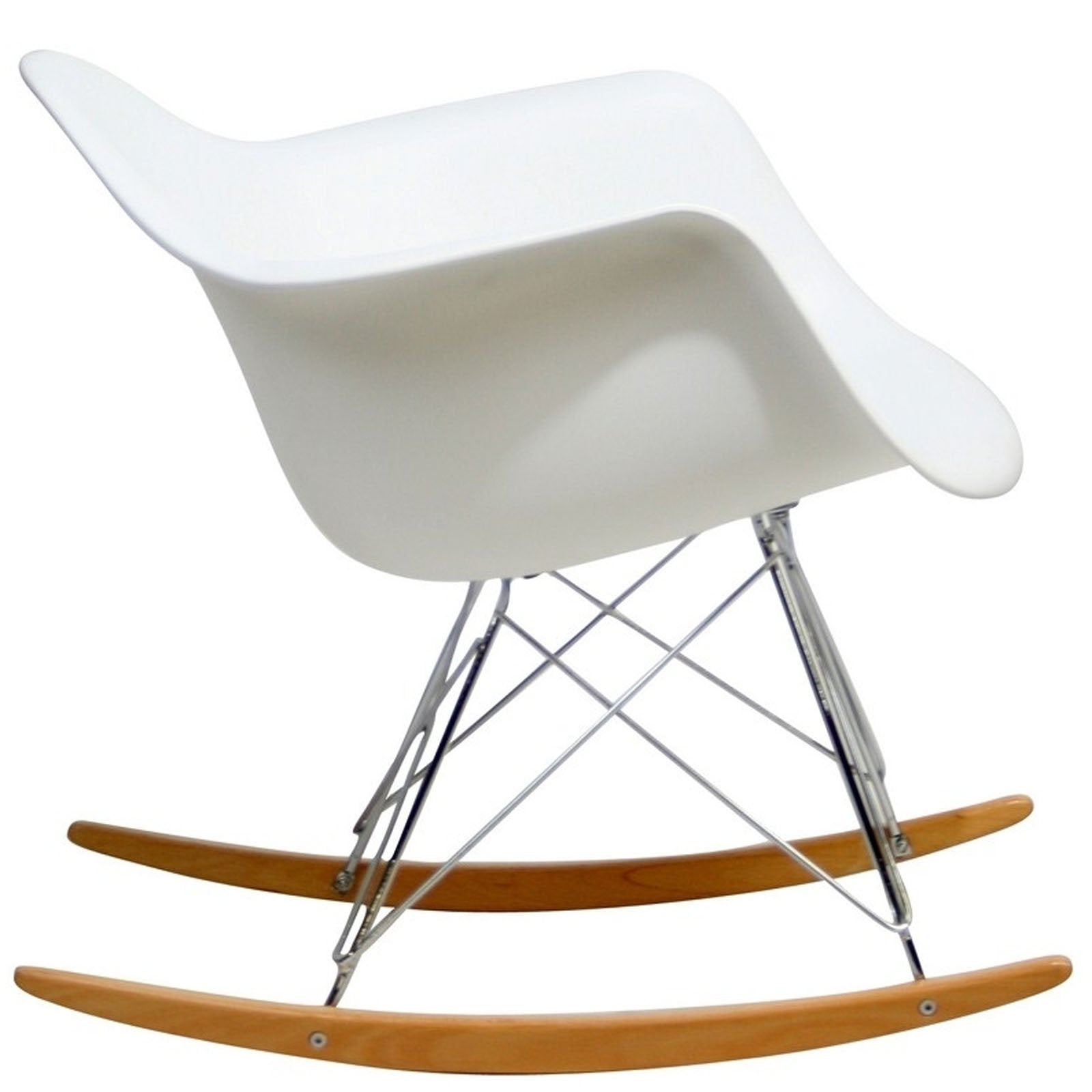 Chair | Rocker Lounge Chair | Iconic Design for Nurseries & Eclectic Spaces | Deep Plastic Seat Pocket | Waterfall Seat Edge | Smooth-Rocking Sled Base | Chrome-Plated Steel Base | Suitable for Adults & Children | White | casafoyer.myshopify.com