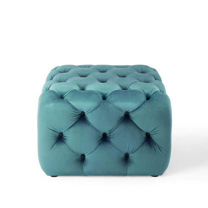 ottomans | CasaFoyer Amour Tufted Button Square Ottoman | Stain-Resistant Velvet | Luxurious Seating | Glamorous Design | Multi-Purpose Furniture | 500 lbs Capacity | casafoyer.myshopify.com