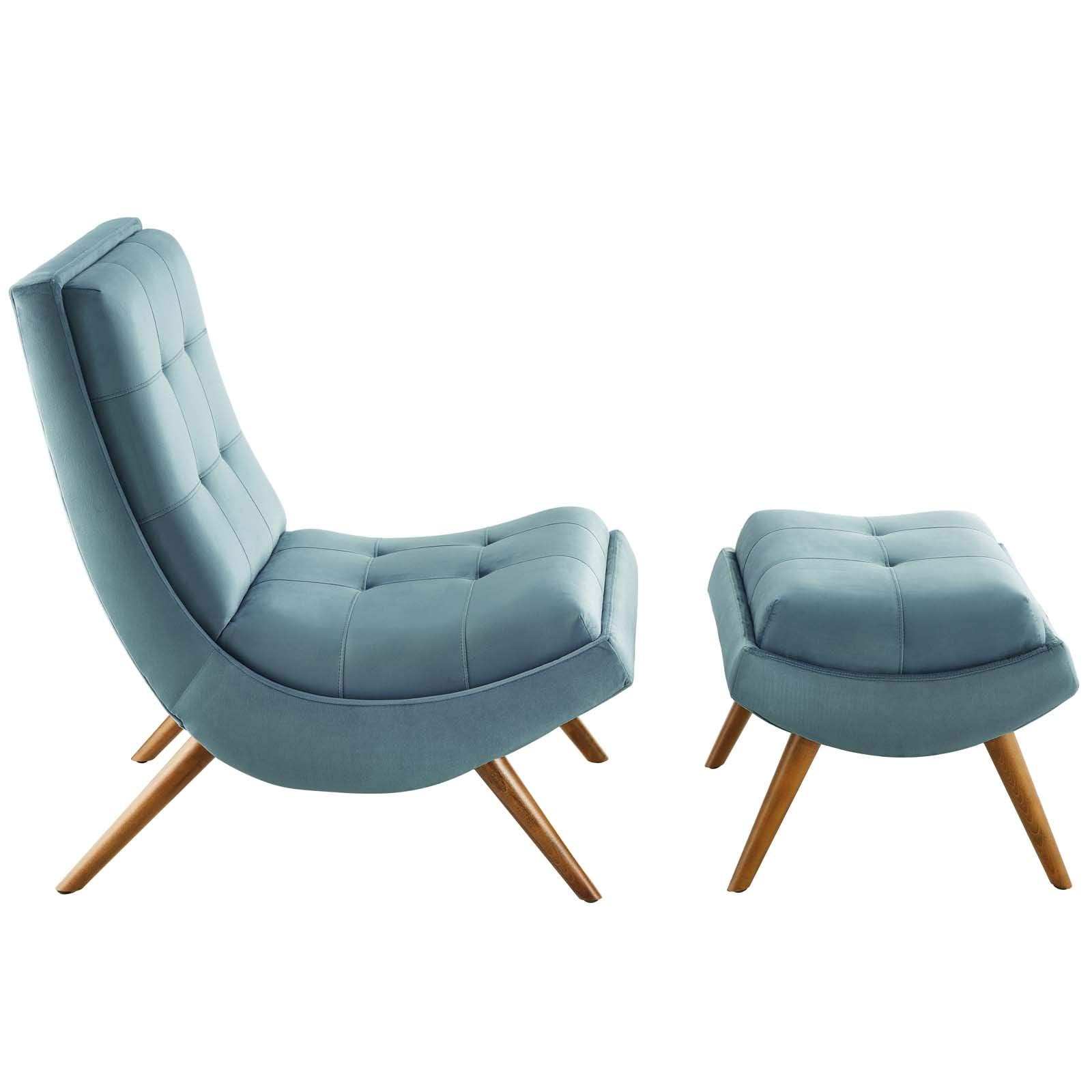 home office desk chairs | CasaFoyer Ramp Performance Velvet Lounge Chair & Ottoman Set | Stain-Resistant Upholstery | Tufted Button Accents | Cherry Stained Wood Legs | Ideal for Modern Living Rooms & Offices | casafoyer.myshopify.com