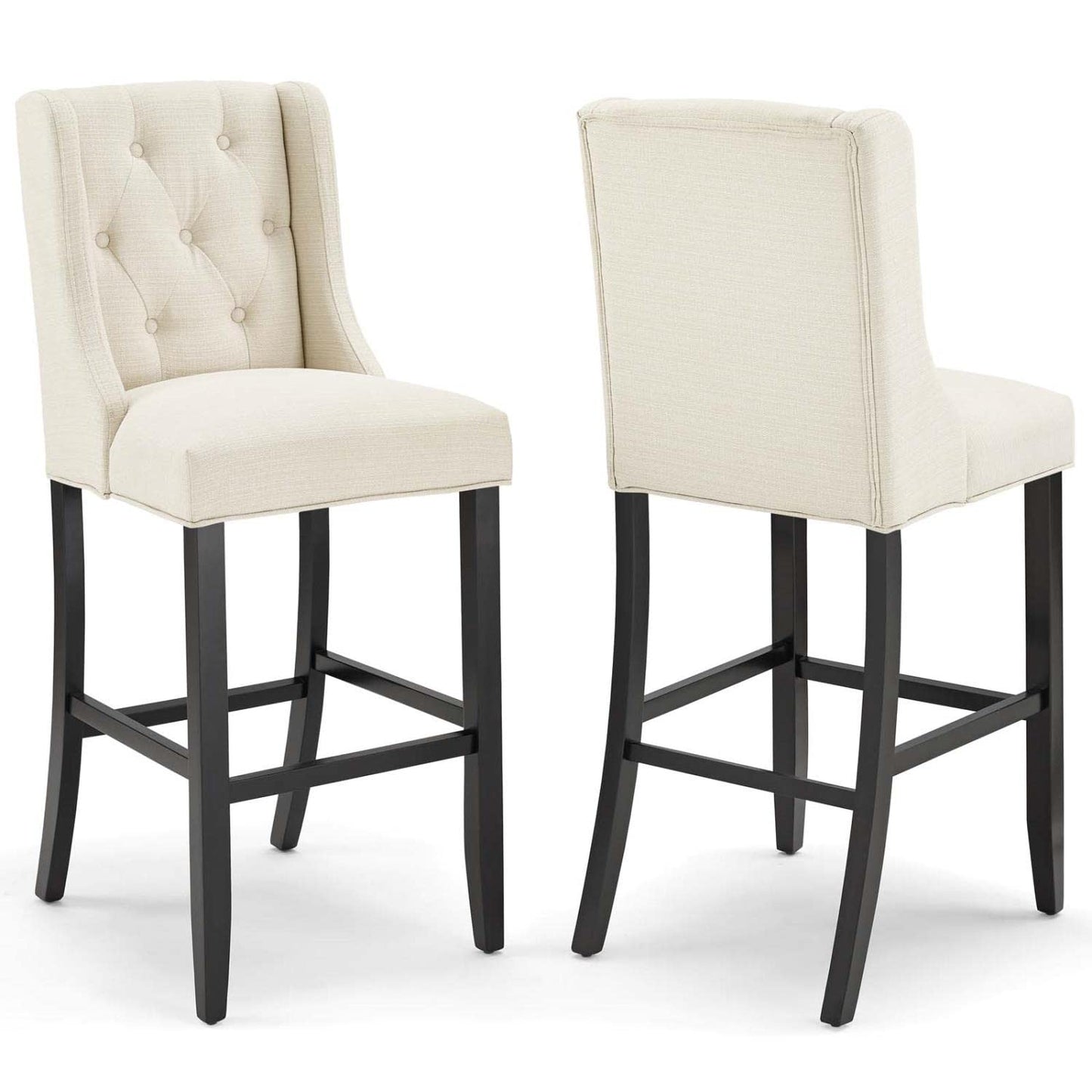 barstools | CasaFoyer Baronet Tufted Button Upholstered Fabric Bar Stool Set of 2 | Beige | 500 lbs Capacity | Comfortable Foam Padding | Solid Wood Legs | casafoyer.myshopify.com