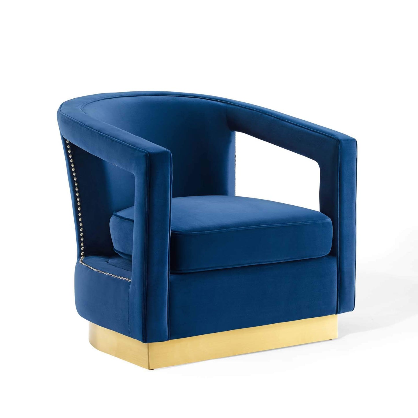 home office desk chairs | CasaFoyer Frolick Performance Velvet Accent Armchair | Stain-Resistant Upholstery | Gold Nailhead Trim | Matte Gold Base | Versatile & Elegant | Supports up to 300 lbs. | casafoyer.myshopify.com