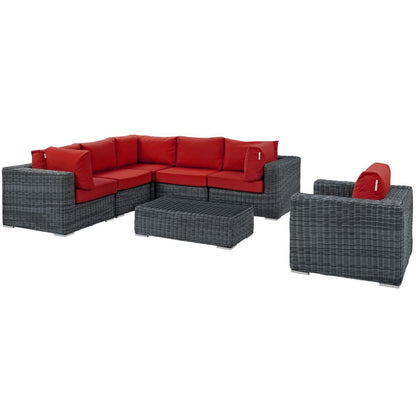 kitchen and dining room sets | CasaFoyer Summon Outdoor Patio Sectional Sofa Set | Comfortable Two-Tone Rattan | Sunbrella Cushions | Aluminum Frame | Modern Design | Coffee Table Included | casafoyer.myshopify.com
