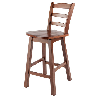 barstools | Scalera Ladder Back Swivel Counter Stool | Solid Wood | Walnut Finish | Comfortable Seat | 360-Degree Swivel | Footrests | CasaFoyer | casafoyer.myshopify.com