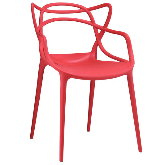 Chair | Entangled Dining Chair | Unique Design | Molded Plastic | Foot Caps | Pre-Assembled | Easy-to-Clean Surface | Red | casafoyer.myshopify.com