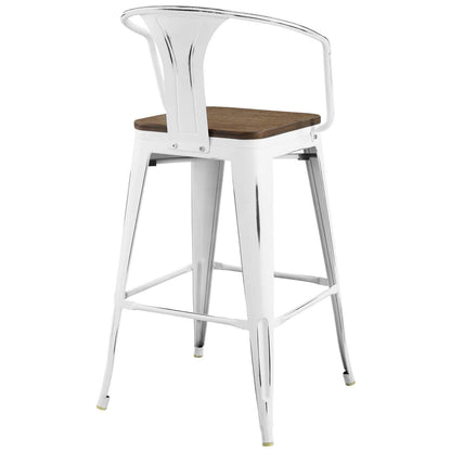 barstools | CasaFoyer Promenade Arm Bamboo & Metal Bar Stool | Vintage Steel Finish | Industrial Modern Aesthetics | Exceptional Craftsmanship | Enhance Dining Experience | Versatile | Includes 1 Stool | casafoyer.myshopify.com