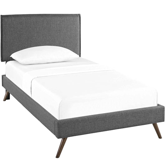 bed frames | CasaFoyer Amaris Platform Bed | Solid Wood Frame | Polyester Upholstery | Tapered Legs | Memory Foam Mattress Compatible | Gray | casafoyer.myshopify.com