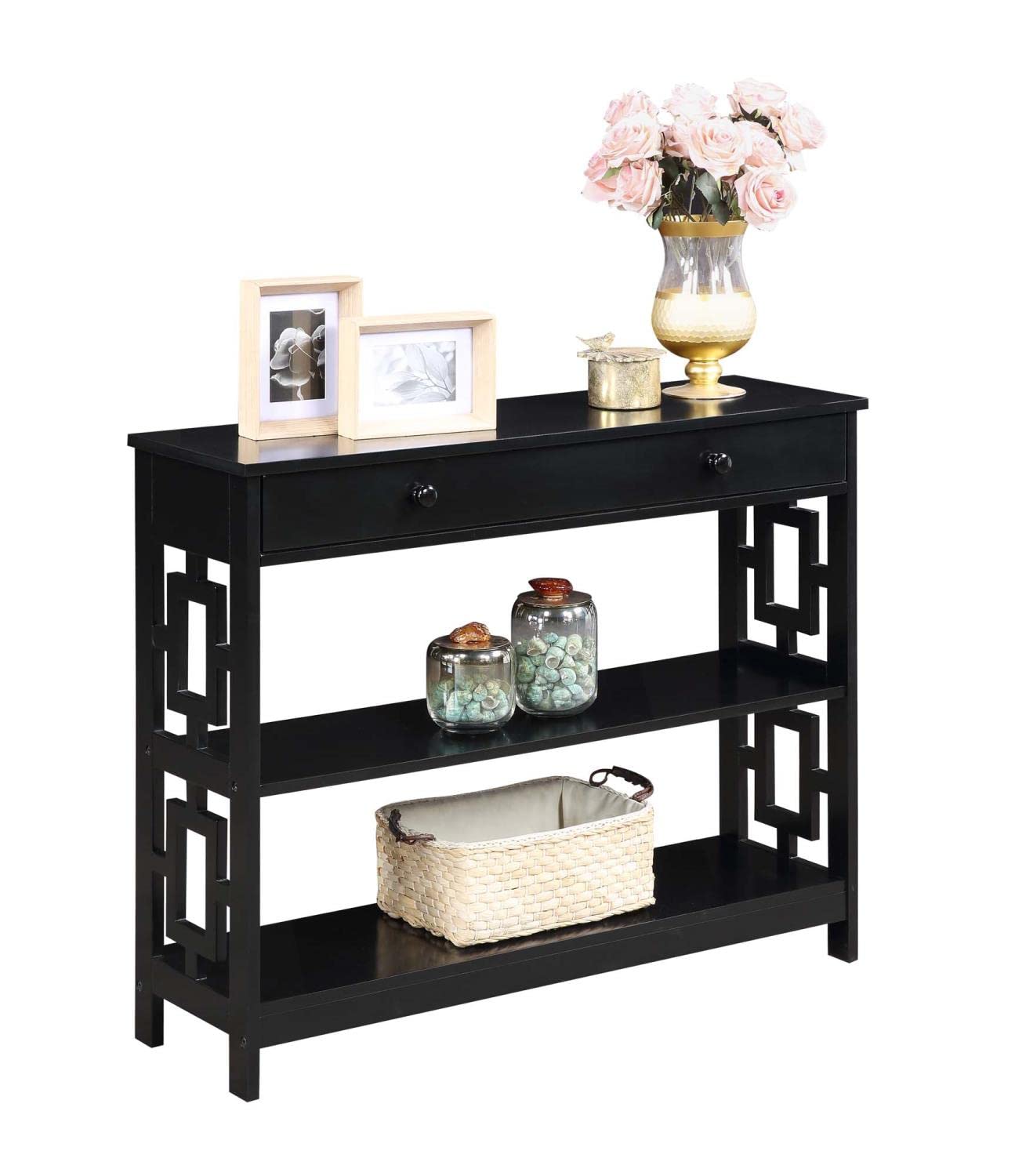 TABLE | Town Square 1 Drawer Console Table with Shelves | Versatile Entryway or Hall Table | Durable Particle Board | Multiple Finishes | Ergode | casafoyer.myshopify.com