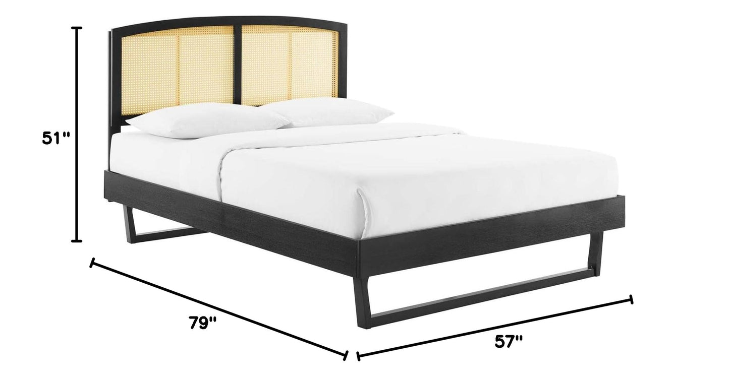 Bed | CasaFoyer Sierra Woven Cane Rattan Wood Full Platform Bed | Mid-Century Modern Design | Tropical Flair | Sturdy & Stable | No Box Spring Needed | Supports Various Mattress Types | Assembly Required | 601 lbs Weight Capacity | casafoyer.myshopify.com