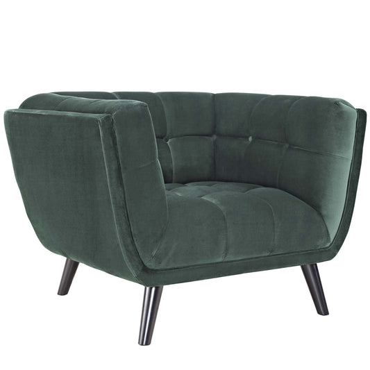 home office desk chairs | CasaFoyer Bestow Performance Velvet Armchair | Luxurious & Stain-Resistant | Plush Foam Padding | Elegant Button Tufting | Sturdy Black Wood Legs | Ample Seating | Perfect for Mid-Century & Farmhouse Decor | casafoyer.myshopify.com