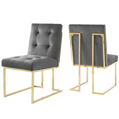 home office desk chairs | CasaFoyer Privy Dining Chair Set of 2 | Luxurious Performance Velvet Upholstery | Gold Stainless Steel Base | No Assembly Required | casafoyer.myshopify.com