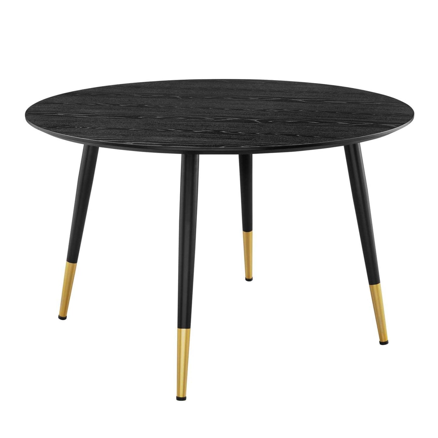 patio dining tables | CasaFoyer Vigor Round Dining Table | Contemporary Elegance | Gold Accents | MDF Tabletop | Matte Black Lacquer | Adjustable Foot Caps | casafoyer.myshopify.com