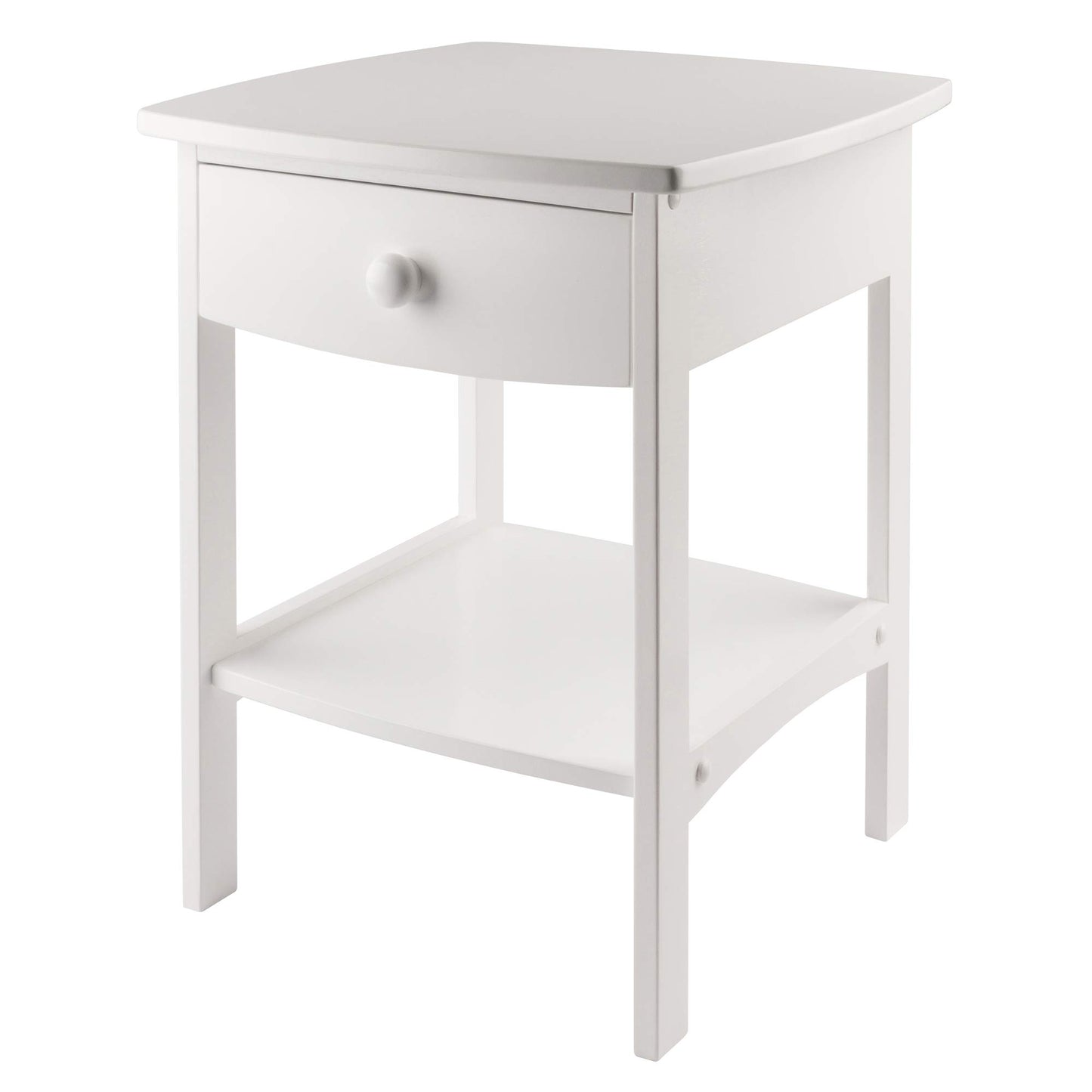 TABLE | Ergode  Claire Curved Nightstand - White | Versatile Bedroom Accent Table | Pull-Out Drawer & Bottom Shelf | Durable Construction | Easy Assembly | 18.03 W x 18.11 D x 22.05 H | casafoyer.myshopify.com
