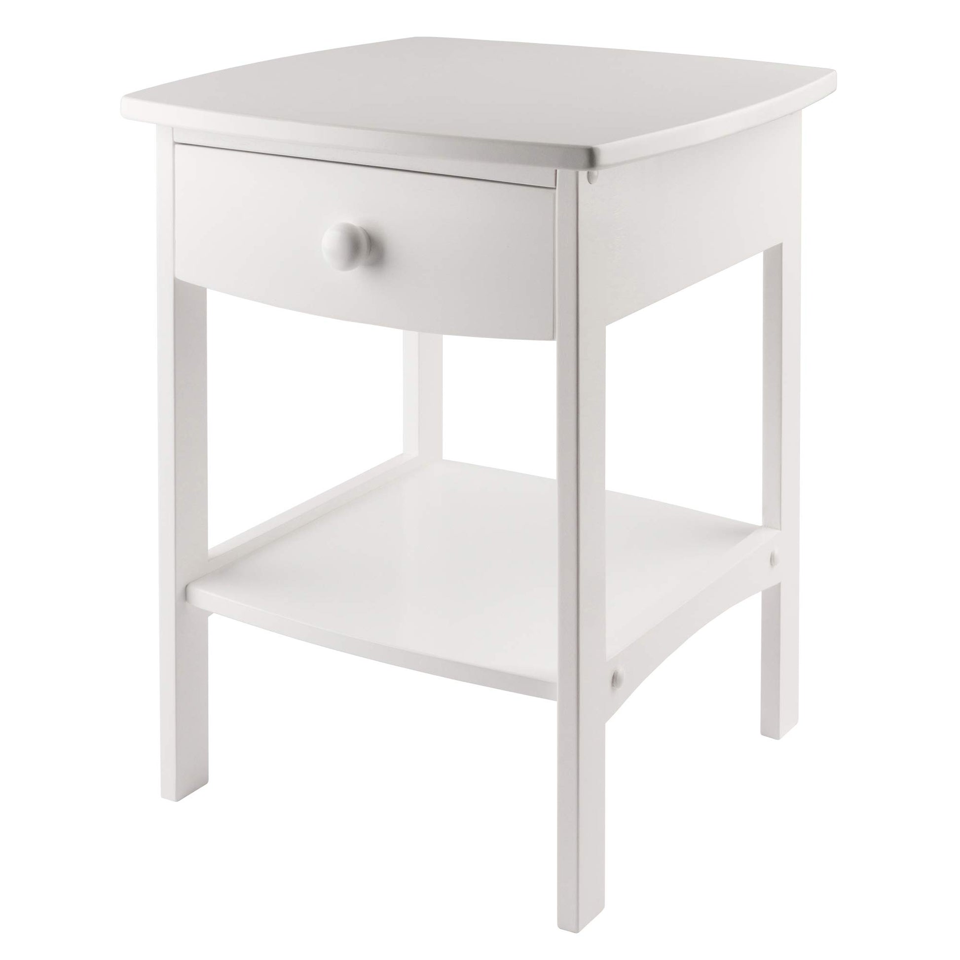 TABLE | Ergode  Claire Curved Nightstand - White | Versatile Bedroom Accent Table | Pull-Out Drawer & Bottom Shelf | Durable Construction | Easy Assembly | 18.03 W x 18.11 D x 22.05 H | casafoyer.myshopify.com