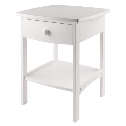 TABLE | Ergode  Claire Curved Nightstand - White | Versatile Bedroom Accent Table | Pull-Out Drawer & Bottom Shelf | Durable Construction | Easy Assembly | 18.03 W x 18.11 D x 22.05 H | casafoyer.myshopify.com