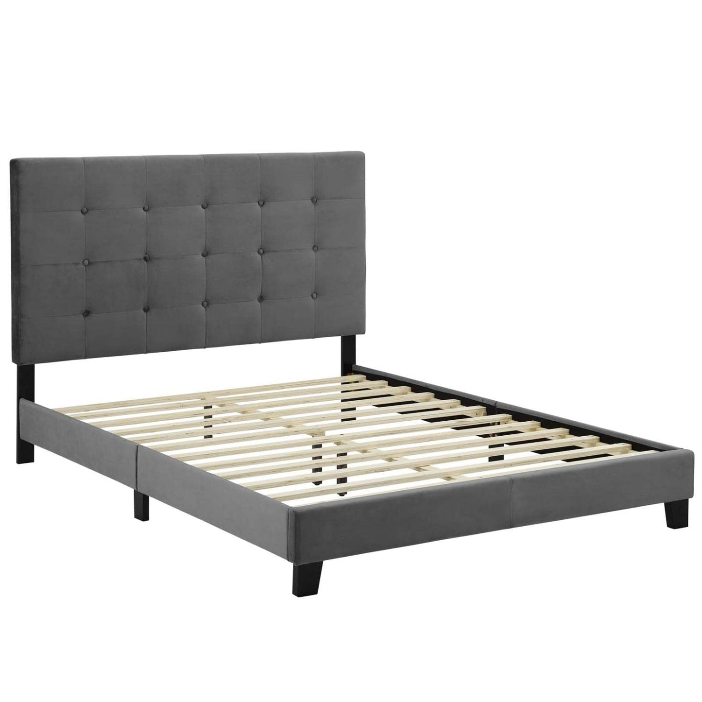 Bed | CasaFoyer Melanie Queen Platform Bed | Chic Elegance | Stain-Resistant Velvet | Durable Wood Frame | No Box Spring Needed | Suitable for Various Mattresses | casafoyer.myshopify.com