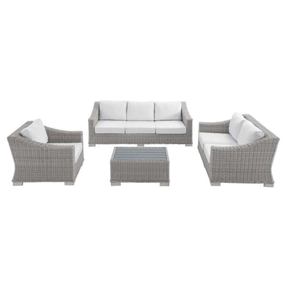 kitchen and dining room sets | CasaFoyer Conway Outdoor Patio Sunbrella Wicker Rattan 4-Piece Furniture Set | Stylish & Comfortable | UV-Resistant | Durable | Water-Resistant Covers | Easy Assembly | casafoyer.myshopify.com