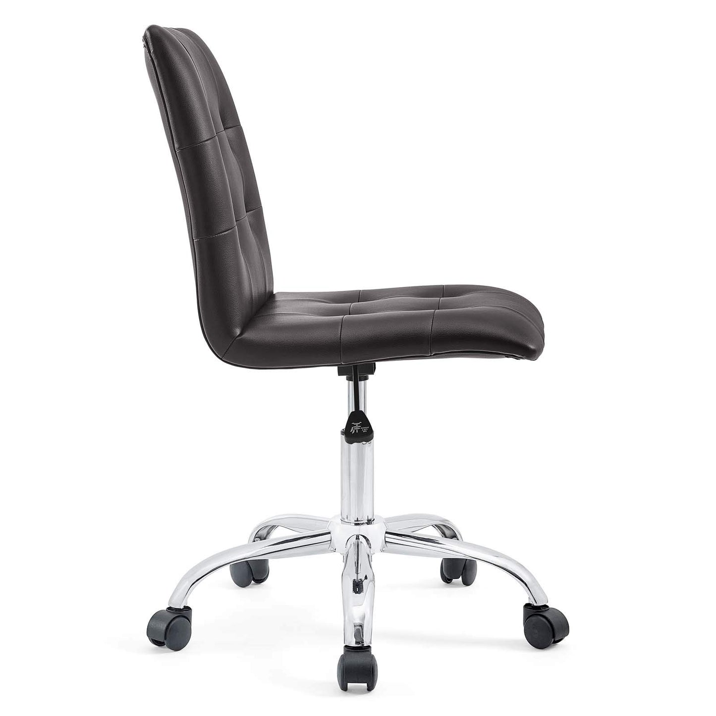 Chair | Prim Armless Office Chair | Modern & Luxurious Design | Adjustable Height | 360 Swivel | Faux Leather Upholstery | Chrome Base | Brown | casafoyer.myshopify.com
