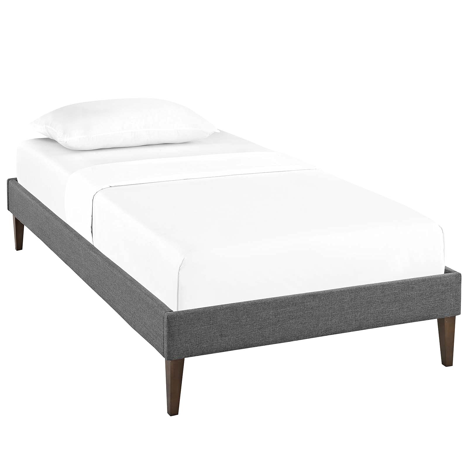 Bed | CasaFoyer  Tessie Platform Bed | Solid Wood Frame | Polyester Upholstery | Tapered Legs | Gray | Twin Size | No Box Spring Needed | Mattress Not Included | casafoyer.myshopify.com