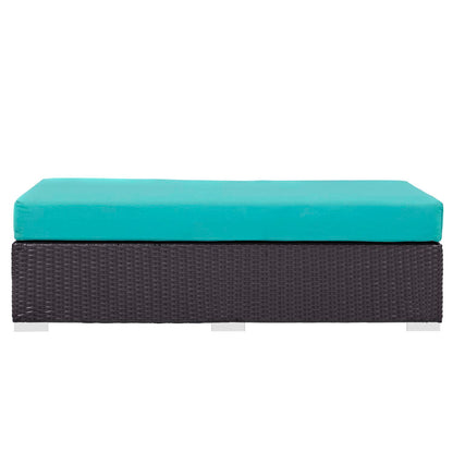 ottomans | CasaFoyer Convene Outdoor Sectional | Durable Rattan Ottoman | All-Weather Cushions | Espresso Turquoise | casafoyer.myshopify.com