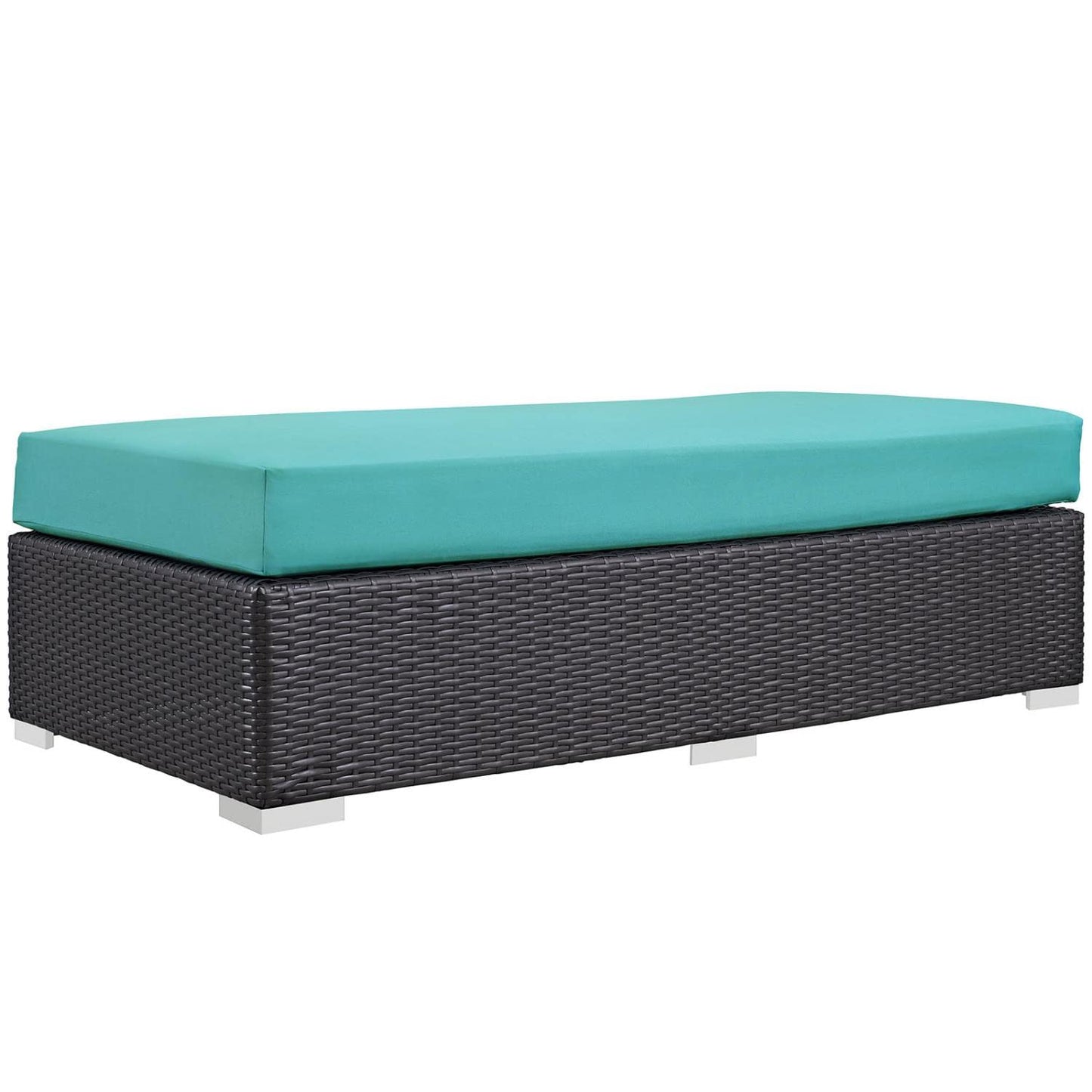 ottomans | CasaFoyer Convene Outdoor Sectional | Durable Rattan Ottoman | All-Weather Cushions | Espresso Turquoise | casafoyer.myshopify.com