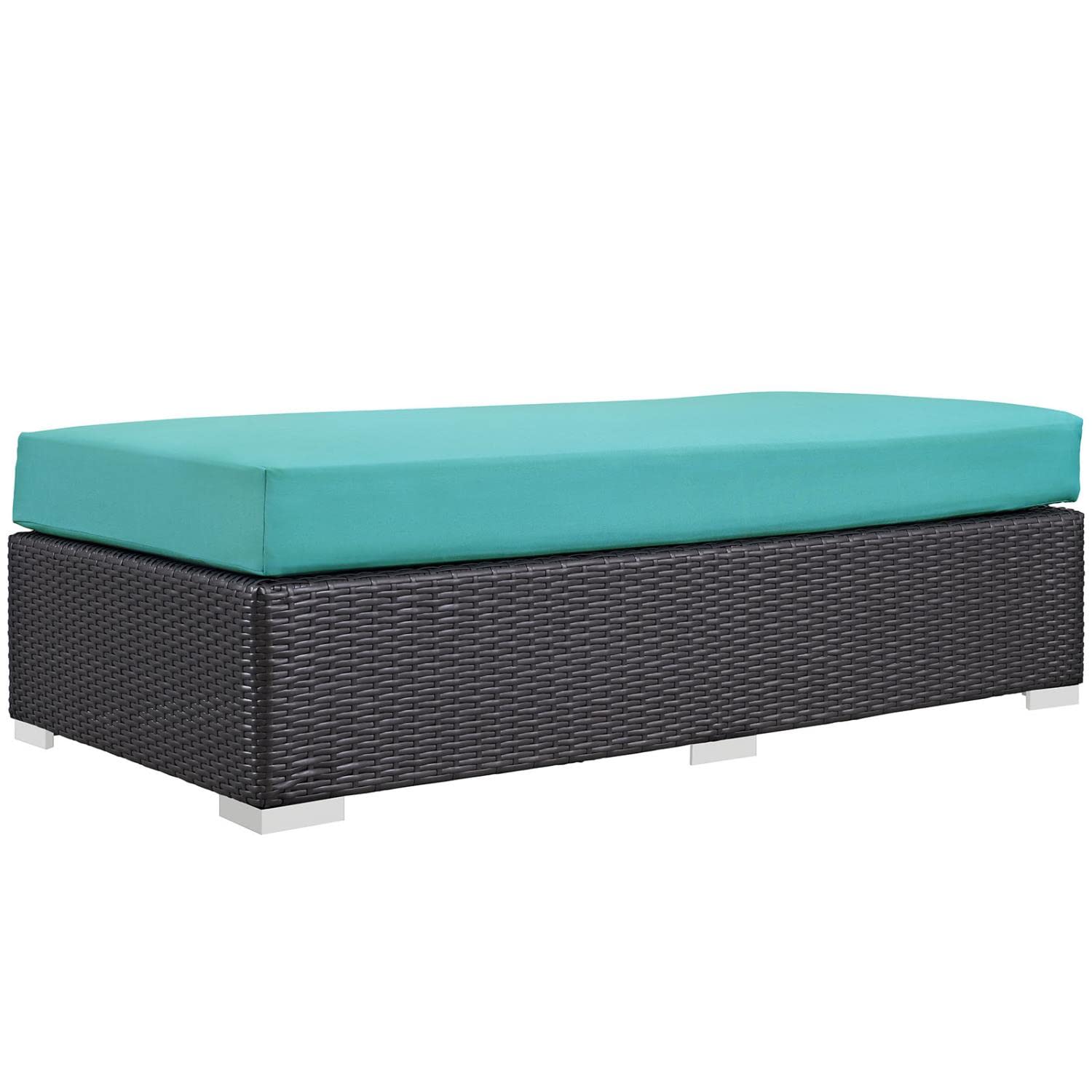 ottomans | CasaFoyer Convene Outdoor Sectional | Durable Rattan Ottoman | All-Weather Cushions | Espresso Turquoise | casafoyer.myshopify.com