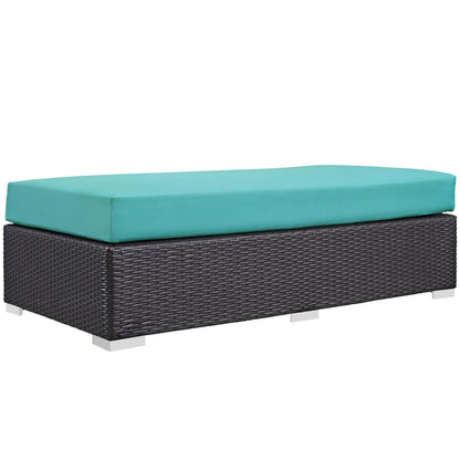 ottomans | CasaFoyer Convene Outdoor Sectional | Durable Rattan Ottoman | All-Weather Cushions | Espresso Turquoise | casafoyer.myshopify.com
