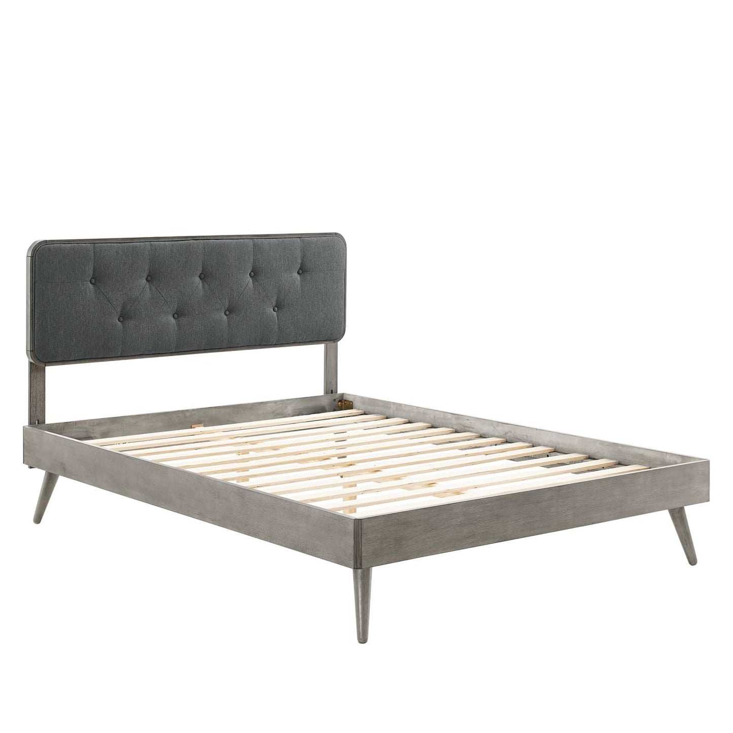 adjustable bed bases | CasaFoyer Bridgette Tufted Wood King Platform Bed | Modern Design | Wood Grain Frame | No Box Spring Needed | Supports Various Mattresses | Gray Charcoal | casafoyer.myshopify.com