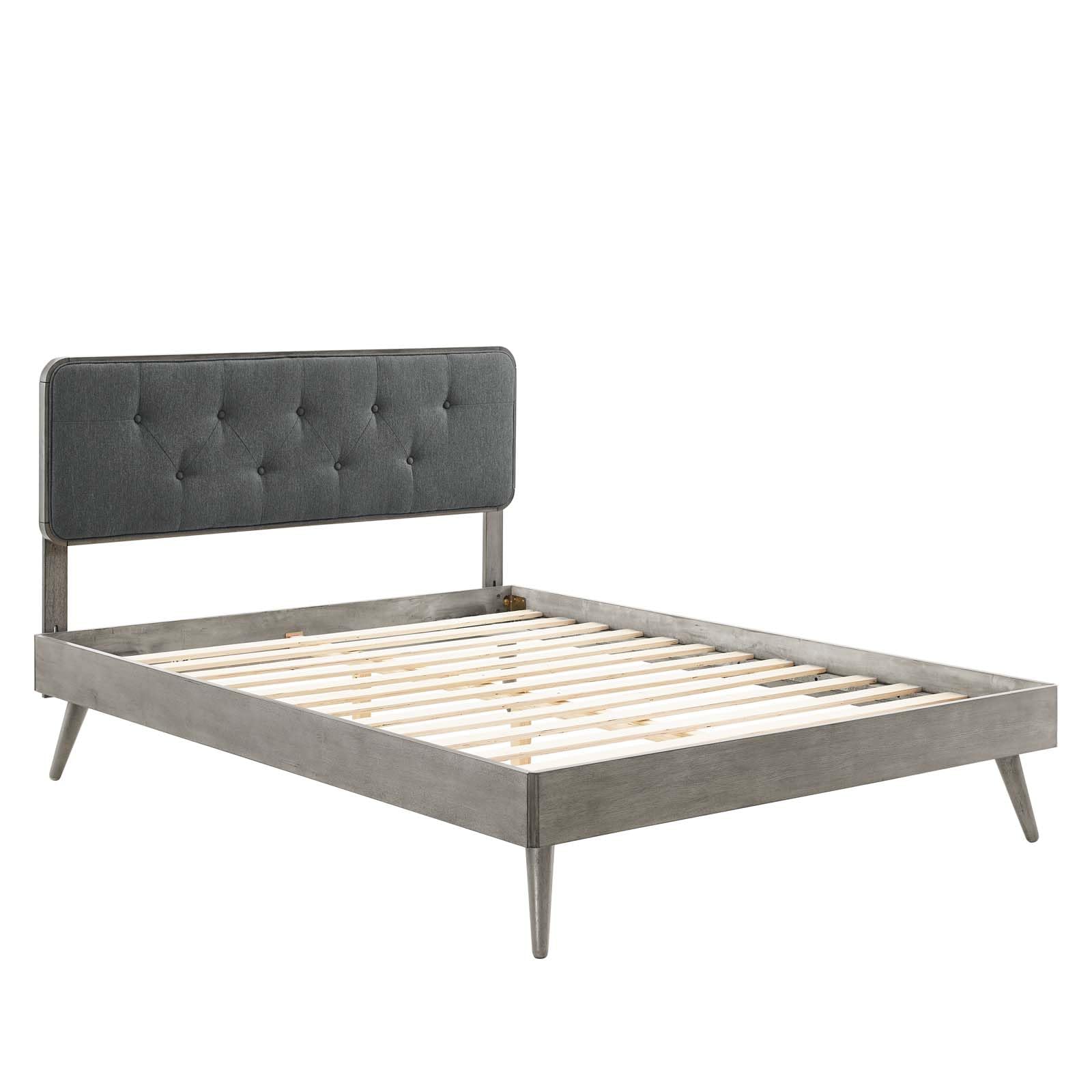 adjustable bed bases | CasaFoyer Bridgette Tufted Wood King Platform Bed | Modern Design | Wood Grain Frame | No Box Spring Needed | Supports Various Mattresses | Gray Charcoal | casafoyer.myshopify.com