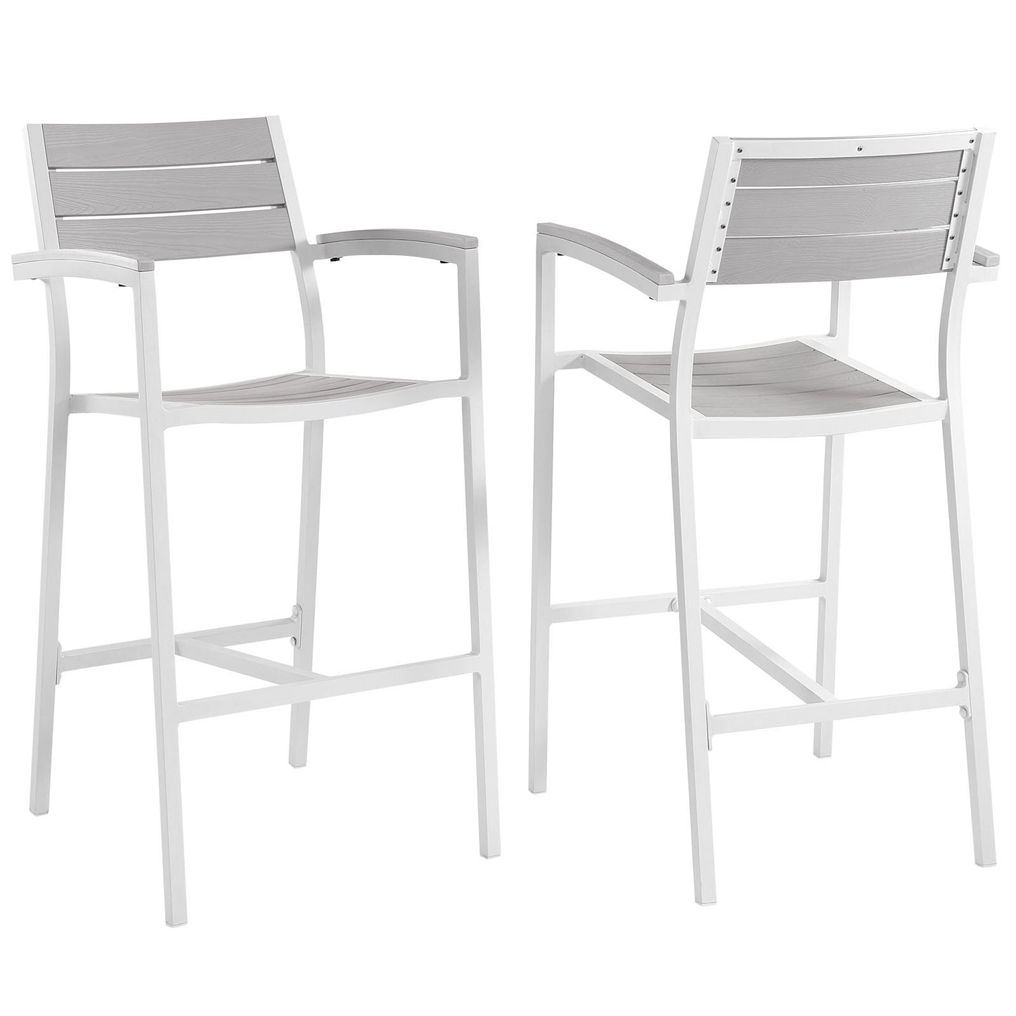 Patio Furniture Sets | Maine Outdoor Patio Dining Bar Stool Set | Synthetic Wood Grain Plank Boards | Modern & Organic | Ideal for Outdoor Dining & Entertaining | Set of 2 | casafoyer.myshopify.com