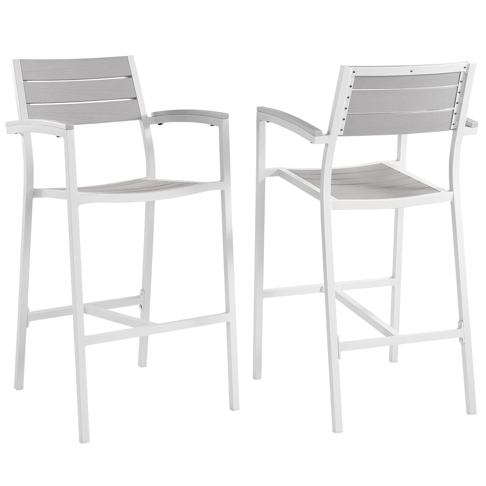 Patio Furniture Sets | Maine Outdoor Patio Dining Bar Stool Set | Synthetic Wood Grain Plank Boards | Modern & Organic | Ideal for Outdoor Dining & Entertaining | Set of 2 | casafoyer.myshopify.com