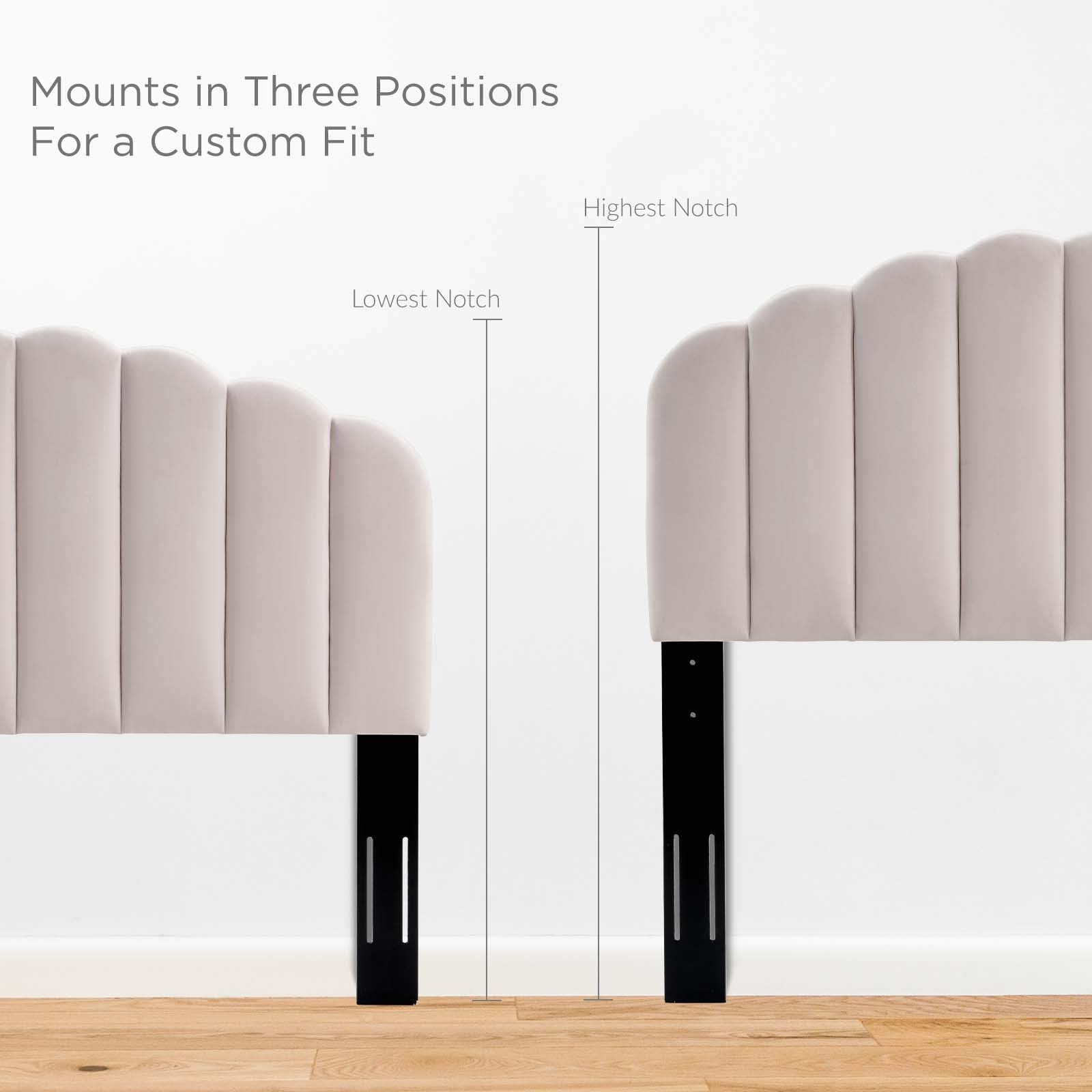 headboards | CasaFoyer Veronique Channel Tufted Scalloped Performance Velvet Upholstered Full/Queen Headboard | Luxurious Vintage Glamour | Stain-Resistant | Adjustable Height | Pink | casafoyer.myshopify.com