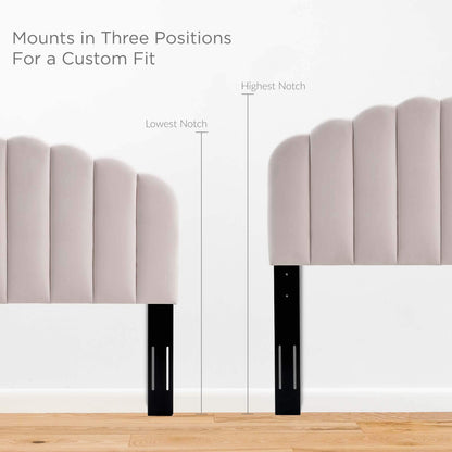 headboards | CasaFoyer Veronique Channel Tufted Scalloped Performance Velvet Upholstered Full/Queen Headboard | Luxurious Vintage Glamour | Stain-Resistant | Adjustable Height | Pink | casafoyer.myshopify.com