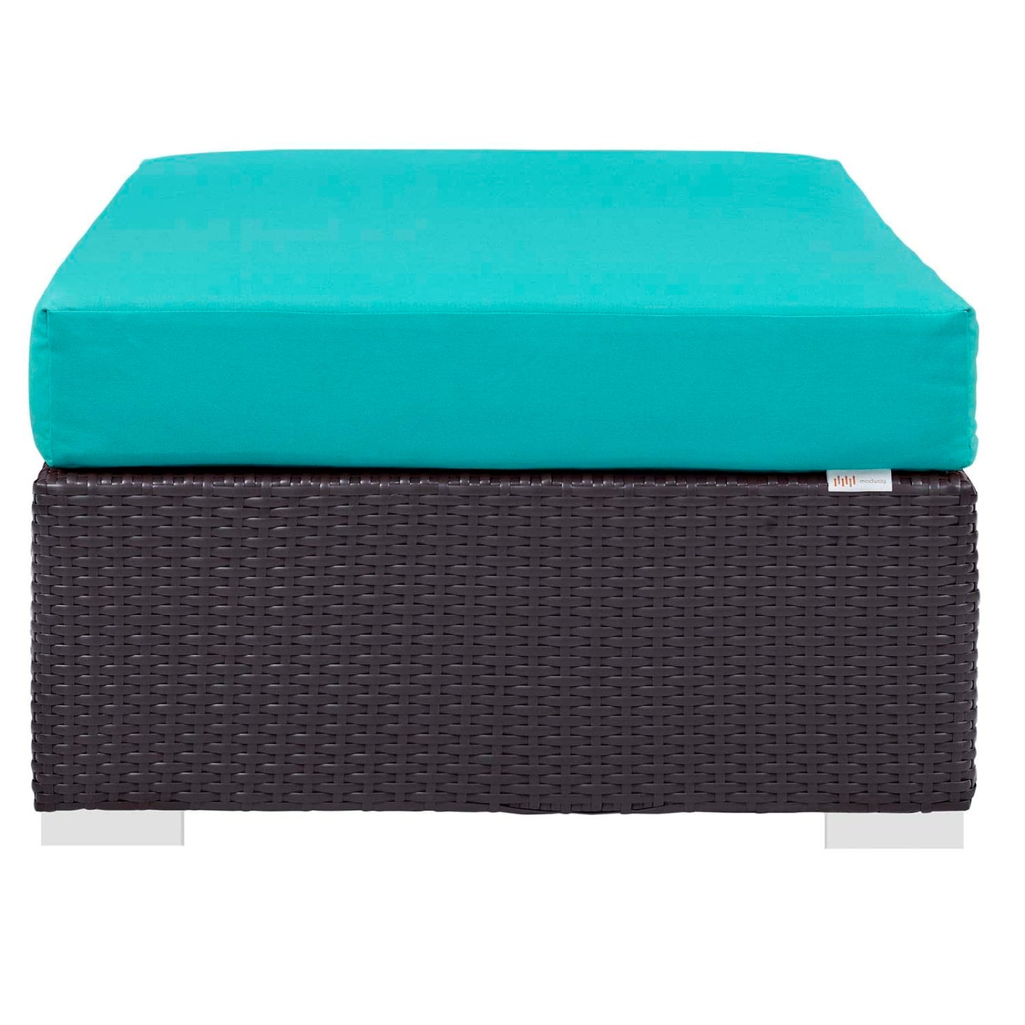 ottomans | CasaFoyer Convene Outdoor Sectional | Durable Rattan Ottoman | All-Weather Cushions | Espresso Turquoise | casafoyer.myshopify.com
