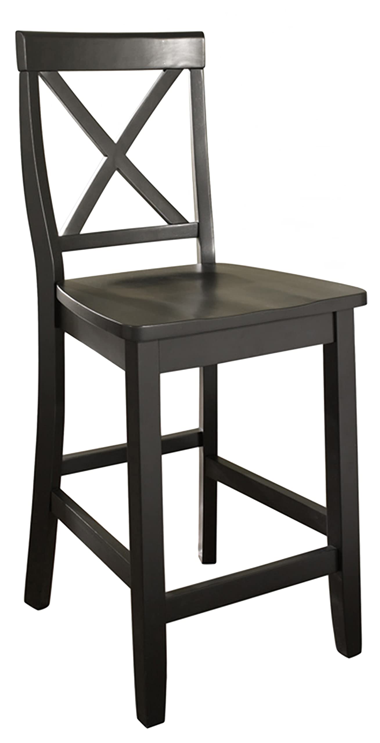 STOOL_SEATING | Solid Hardwood X-Back Bar Stool | Durable & Comfortable | Set of 2 | 24 Seat Height | Black Finish | casafoyer.myshopify.com