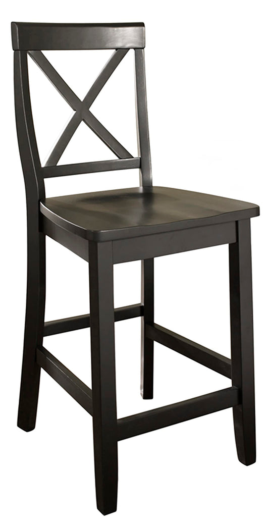 STOOL_SEATING | Solid Hardwood X-Back Bar Stool | Durable & Comfortable | Set of 2 | 24 Seat Height | Black Finish | casafoyer.myshopify.com