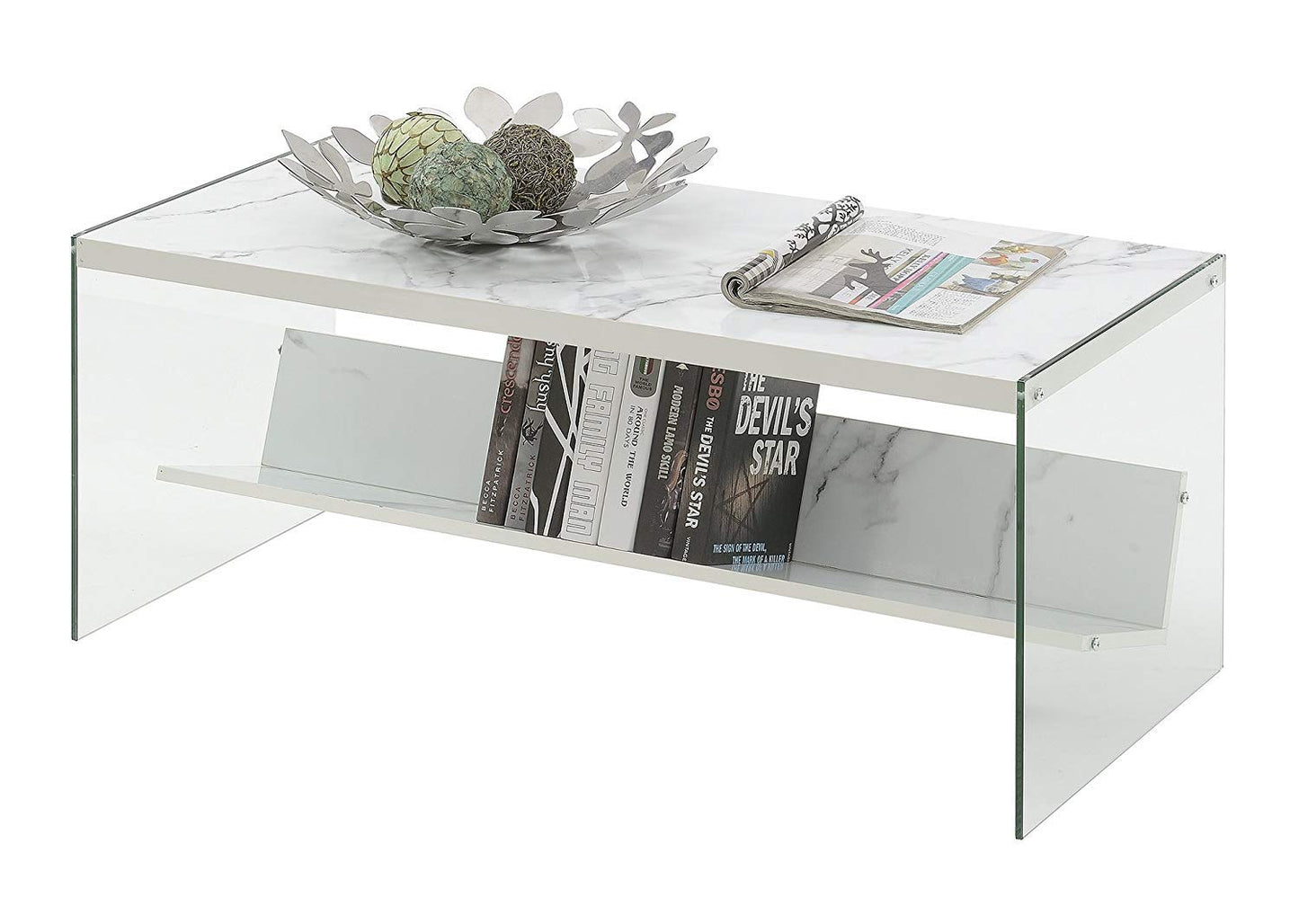 TABLE | Ergode SoHo Coffee Table with Shelf | Contemporary Design | Tempered Glass Sides | Spacious Tabletop | Ideal for Living Room, Office, or Entertainment Space | casafoyer.myshopify.com