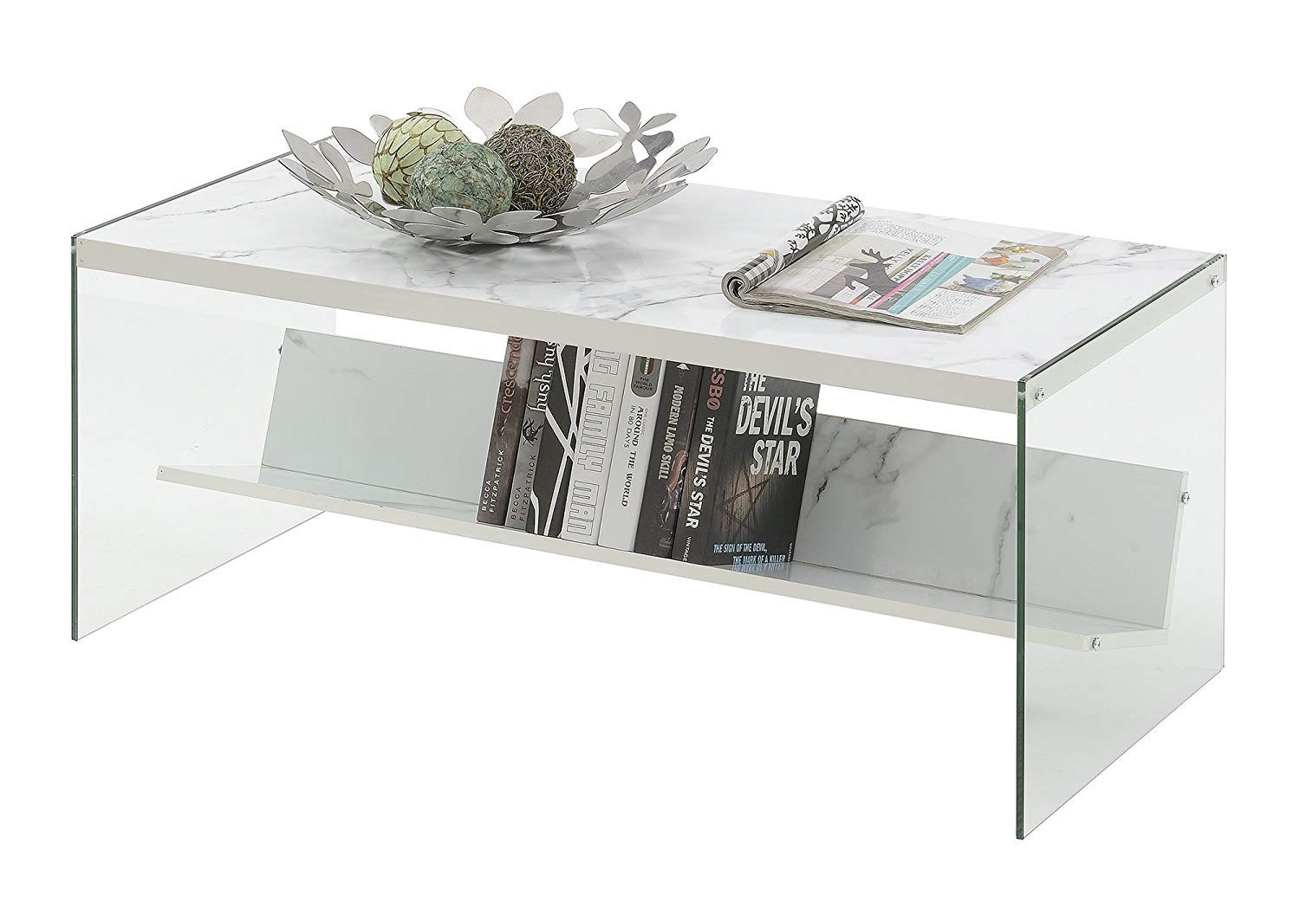 TABLE | Ergode SoHo Coffee Table with Shelf | Contemporary Design | Tempered Glass Sides | Spacious Tabletop | Ideal for Living Room, Office, or Entertainment Space | casafoyer.myshopify.com
