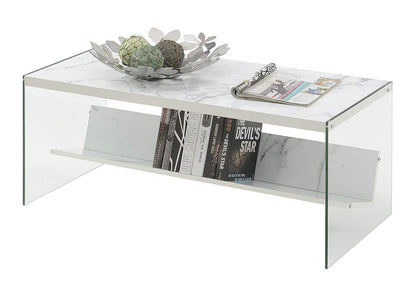 TABLE | Ergode SoHo Coffee Table with Shelf | Contemporary Design | Tempered Glass Sides | Spacious Tabletop | Ideal for Living Room, Office, or Entertainment Space | casafoyer.myshopify.com