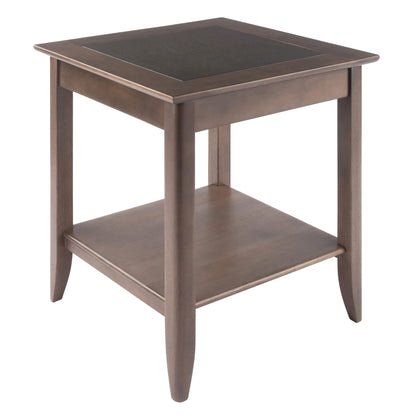 TABLE | Ergode Santino End Table | Contemporary Oyster Gray Finish | Wood Inlay | Versatile Accent Table | Spacious Lower Shelf | Solid Wood Frame | Easy Assembly | 24H x 22.6W x 22.6D | casafoyer.myshopify.com