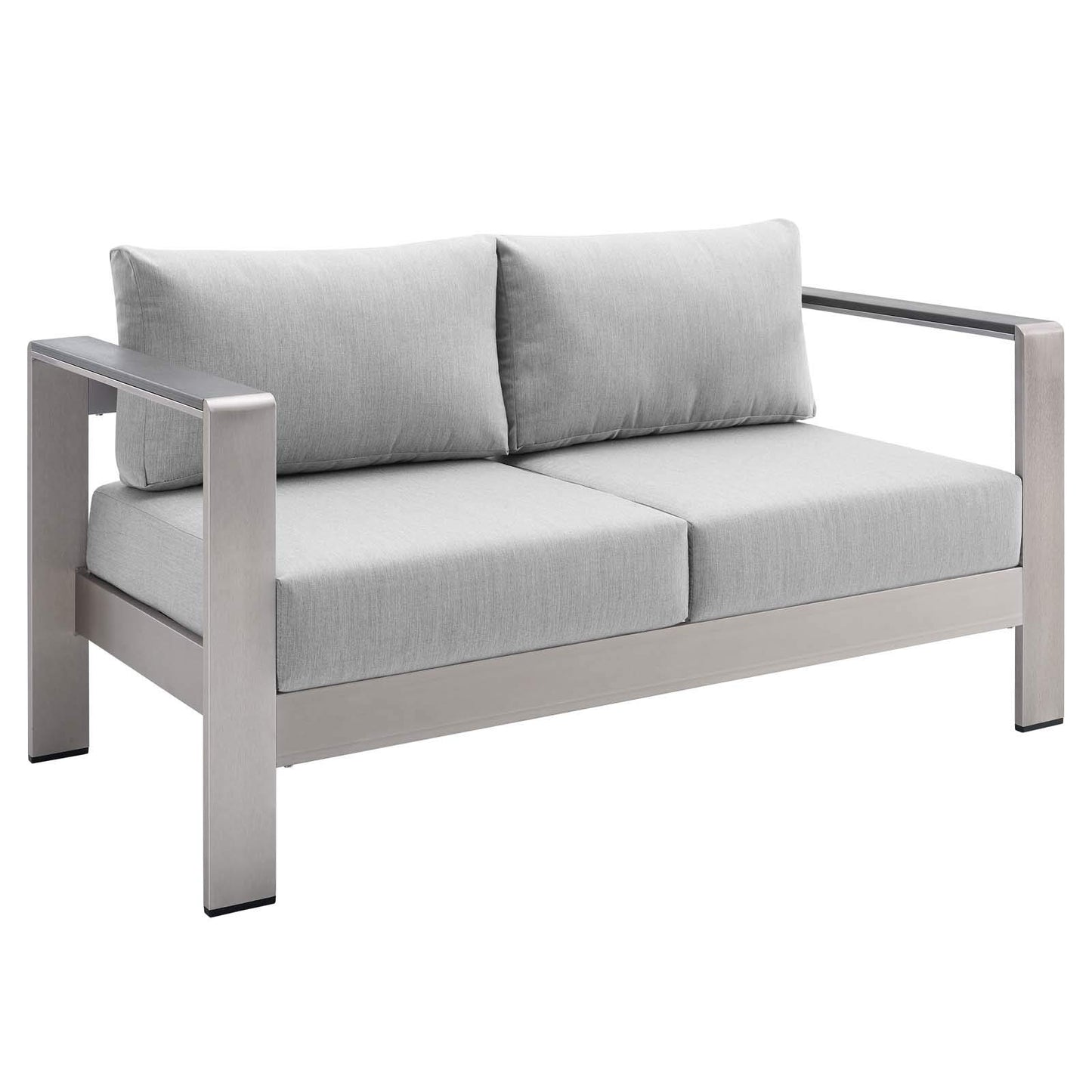 kitchen and dining room sets | CasaFoyer Shore Aluminum 4 Piece Outdoor Patio Furniture Set | Weatherproof | Sunbrella Cushions | Silver Gray | casafoyer.myshopify.com
