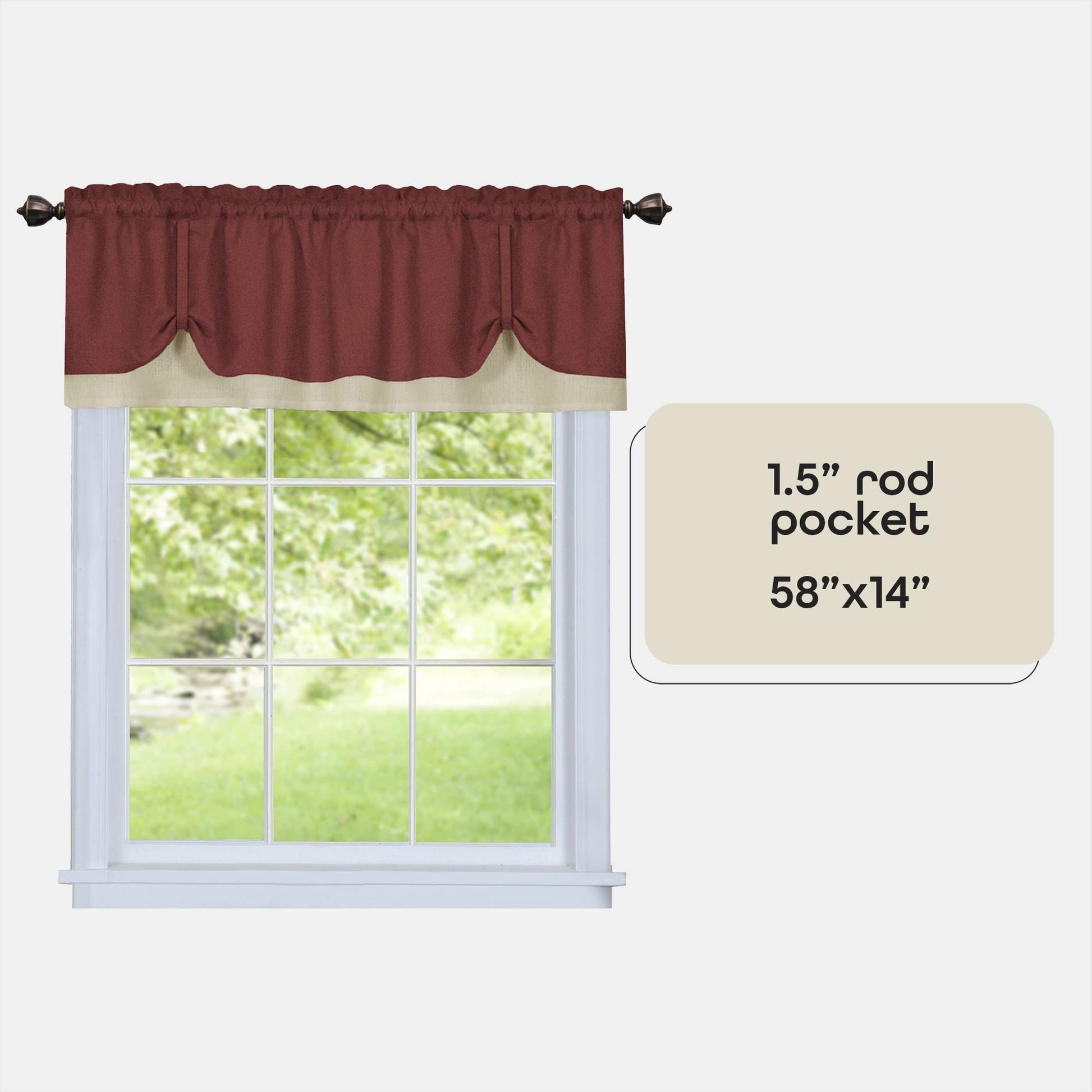 solar panels | CasaFoyer Darcy Window Curtain Valance | Polyester Fabric | 1.5 Rod Pocket | Kitchen Decor | Marsala/Tan | 58x14 | casafoyer.myshopify.com