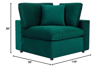 sofas | CasaFoyer Commix Sectional Sofa | Stain-Resistant Velvet | Solid Wood Construction | Plush Comfort | Duck Down Cushions | 4-Piece Set (Green) | casafoyer.myshopify.com