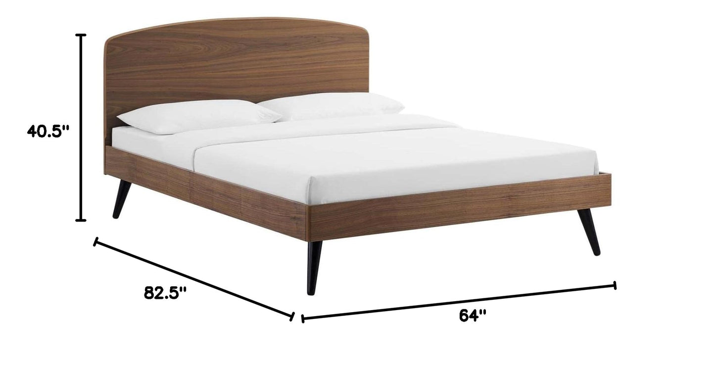 Bed | CasaFoyer Bronwen Wood Queen Platform Bed | Timeless Mid-Century Design | Sturdy Construction | No Box Spring Needed | Supports Various Mattress Types | Easy Assembly | Walnut Finish | casafoyer.myshopify.com