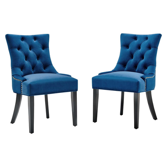 home office desk chairs | CasaFoyer Regent Tufted Button Upholstered Performance Velvet Dining Chair | Set of 2 | Navy | casafoyer.myshopify.com