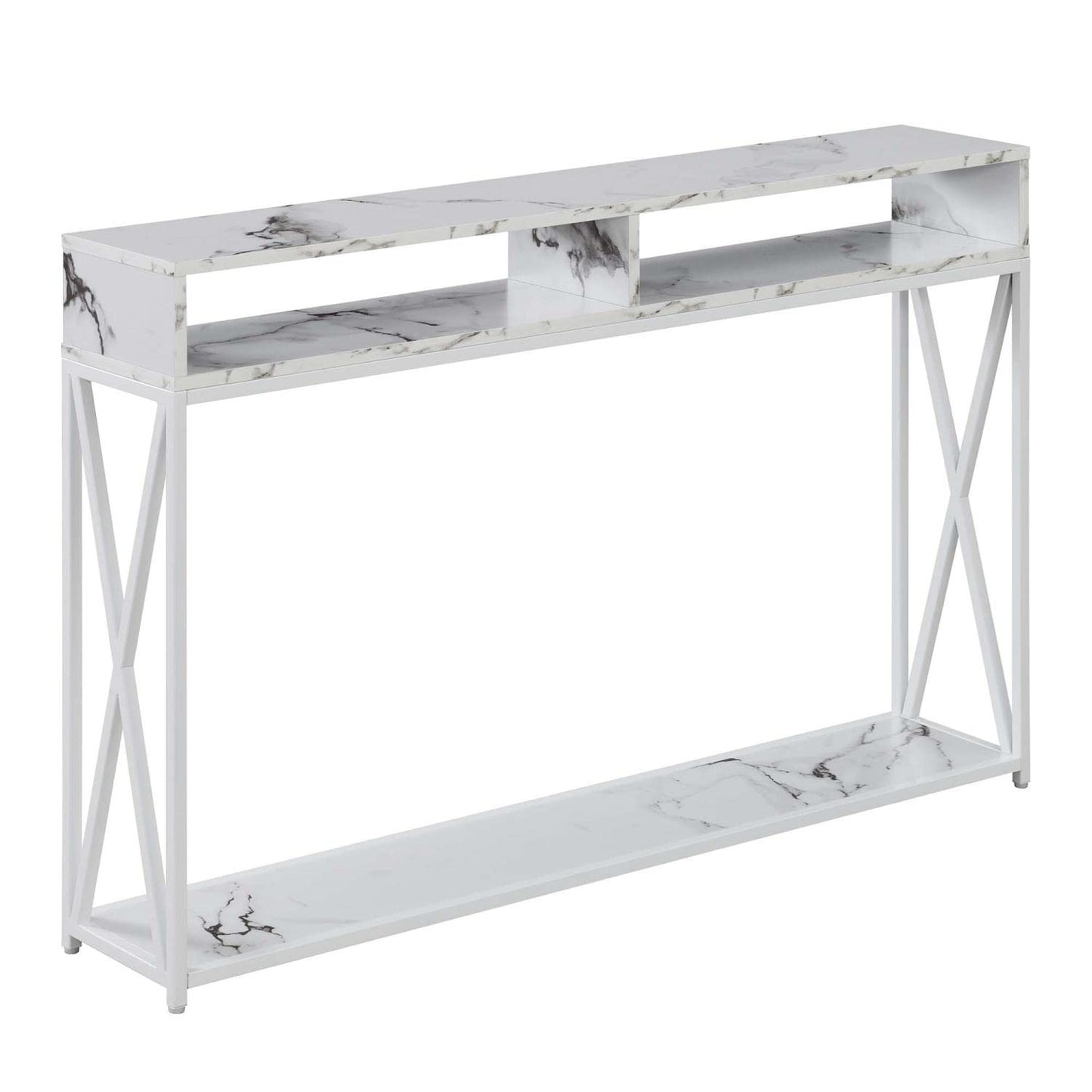 TABLE | Tucson Deluxe Console Table with Shelf | Spacious Compartments | Robust Metal Frame | MDF & Melamine Veneer | Contemporary Home Aesthetic | Ergode | casafoyer.myshopify.com