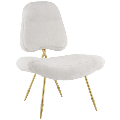 home office desk chairs | CasaFoyer Ponder Lounge Chair | Comfortable High-Density Foam Seat | Ergonomic Support | Luxurious Sheepskin Fur | Sturdy Gold Stainless Steel Frame | Modern Living Room or Bedroom Chair | White | casafoyer.myshopify.com