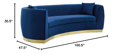 sofas | CasaFoyer Resolute Curved Sofa | Vintage Glamour | Stain-Resistant Velvet | Comfortable Foam Padding | Gold Stainless Steel Base | Fully Assembled | 2 Accent Pillows | casafoyer.myshopify.com
