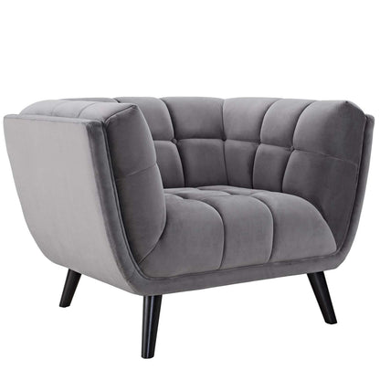 home office desk chairs | CasaFoyer Bestow Performance Velvet Armchair | Stain Resistant | Easy to Clean | Generously Padded | Stable Wood Legs | Gray | casafoyer.myshopify.com